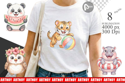 Sublimation Cheerful Summer Animals Watercolor Sublimation artnoy 