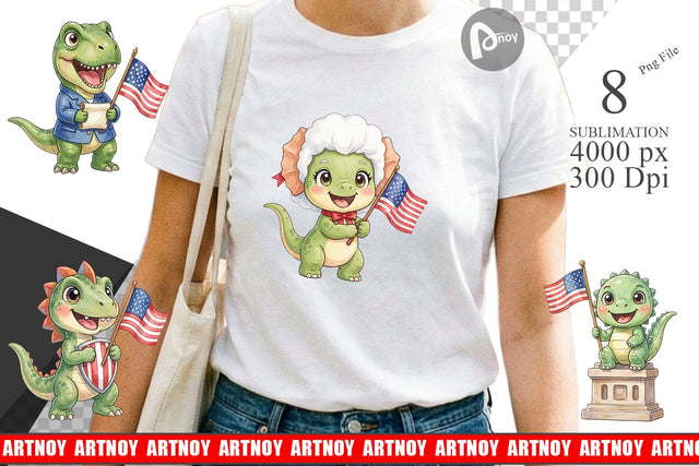 Sublimation Chibi Founding Father Dino Watercolor Sublimation artnoy 