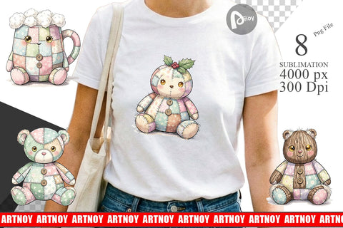 Sublimation Christmas Treat Patchwork Watercolor Sublimation artnoy 