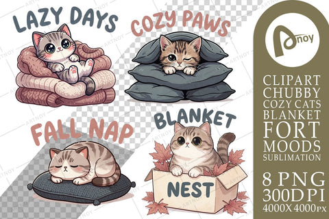Sublimation Chubby Cozy Cats Blanket Fort Moods Sublimation artnoy 