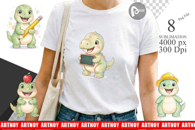 Sublimation Chubby School Dino Watercolor Sublimation artnoy 