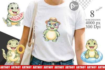 Sublimation Chubby Summer Dinosaur Watercolor Sublimation artnoy 