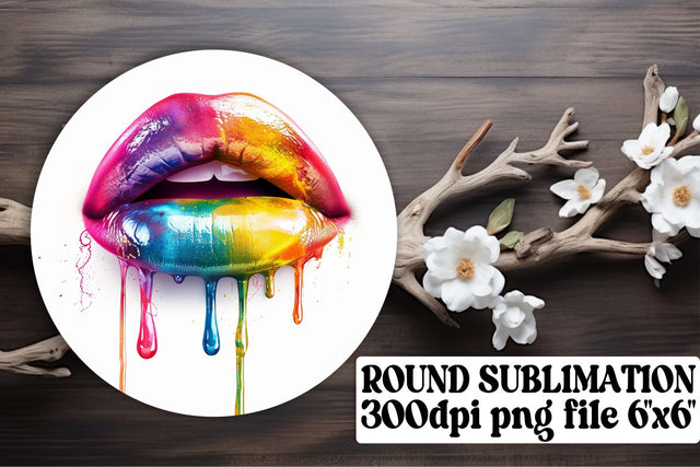 Sublimation Circle & Coaster Artistry: Vibrant Lips Design Pack Sublimation afrosvg 