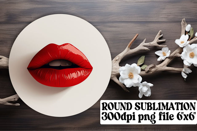 Sublimation Circle & Keychain Delights: Feminine Lips Design Pack Sublimation afrosvg 