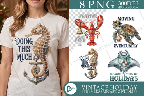 Sublimation Coastal Christmas Maritime Wildlife Sublimation artnoy 