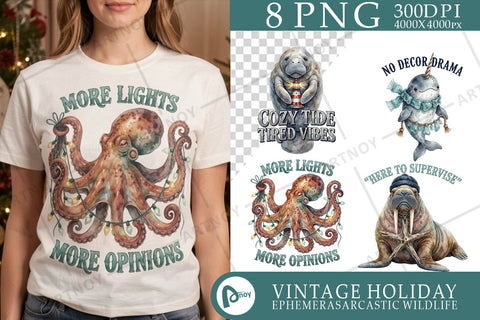Sublimation Coastal Christmas Maritime Wildlife Sublimation artnoy 