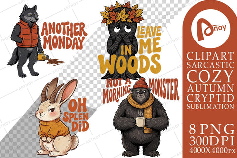 Sublimation Cozy Autumn Bigfoot Sarcastic Sublimation artnoy 