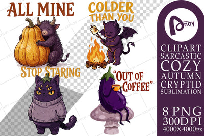 Sublimation Cozy Autumn Night Sarcastic Cryptids Sublimation artnoy 