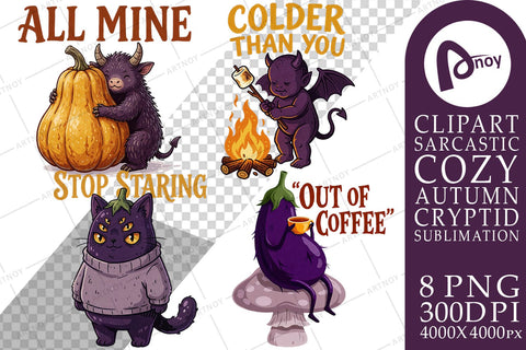 Sublimation Cozy Autumn Night Sarcastic Cryptids Sublimation artnoy 