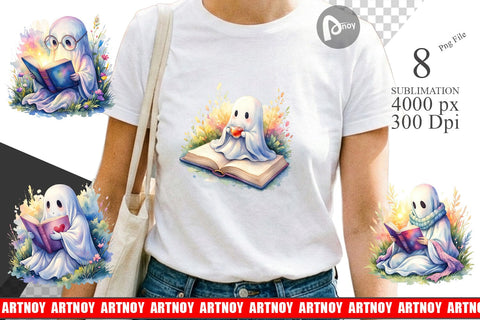 Sublimation Cozy Bookworm Ghost Sublimation artnoy 