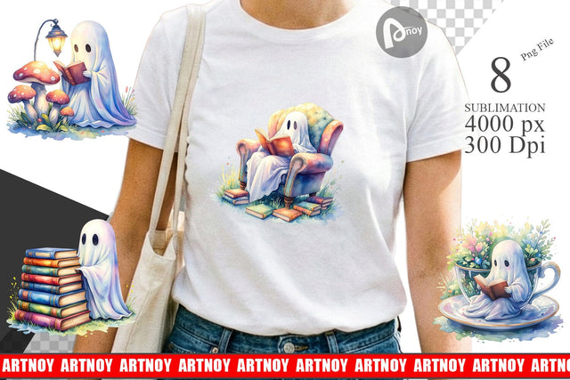 Sublimation Cozy Bookworm Ghost Sublimation artnoy 