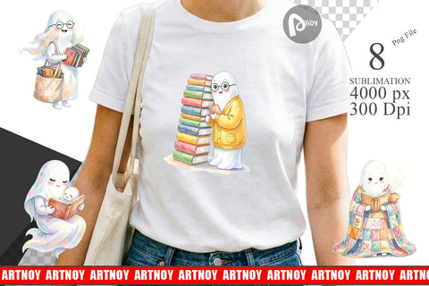 Sublimation Cozy Bookworm Mom Ghost Sublimation artnoy 
