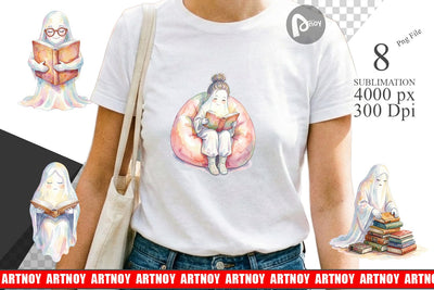 Sublimation Cozy Bookworm Mom Ghost Sublimation artnoy 