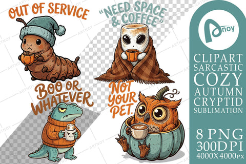 Sublimation Cozy Cryptid Cafe Sarcastic Sublimation artnoy 