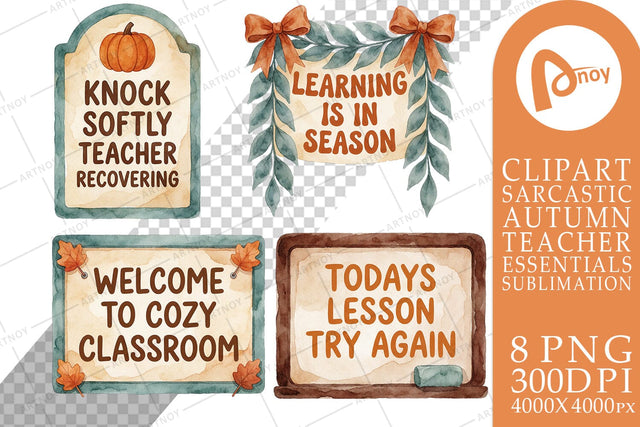 Sublimation Cozy Leafy Lessons Classroom Decor Sublimation artnoy 