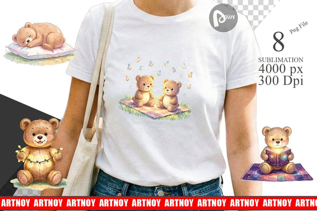 Sublimation Cozy Night Teddy Bear Picnic Sublimation artnoy 