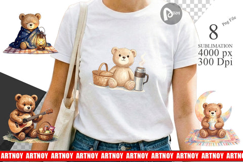 Sublimation Cozy Night Teddy Bear Picnic Sublimation artnoy 