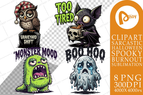 Sublimation Creepy Exhausted Spooky Burnout Sublimation artnoy 