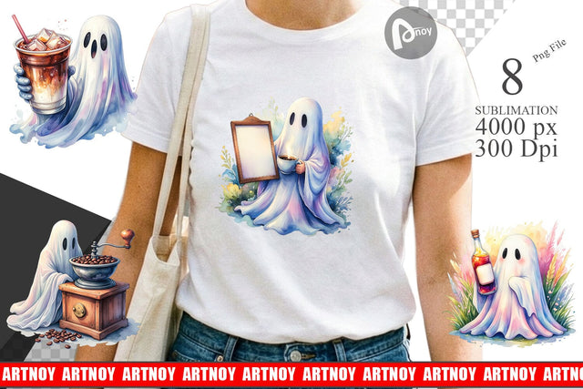 Sublimation Cute Barista Coffee Ghost Sublimation artnoy 