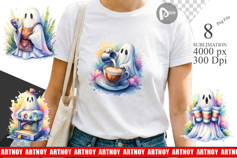 Sublimation Cute Barista Coffee Ghost Sublimation artnoy 