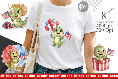 Sublimation Cute Firework Sparkler Dino Watercolor Sublimation artnoy 
