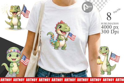 Sublimation Cute Firework Sparkler Dino Watercolor Sublimation artnoy 