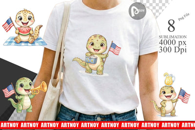 Sublimation Cute Picnic BBQ Dino Watercolor Sublimation artnoy 