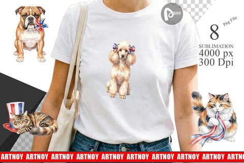 Sublimation Cutesy Patriotic Dogs and Cats Sublimation artnoy 