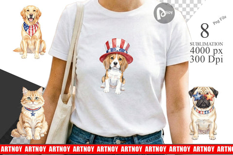 Sublimation Cutesy Patriotic Dogs and Cats Sublimation artnoy 