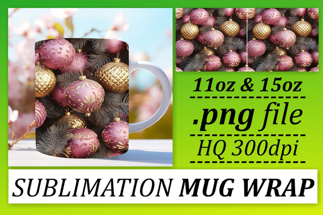 Sublimation Delight: Holiday Ornaments Mug Wrap Sublimation afrosvg 