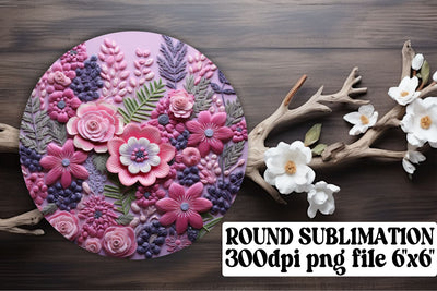 Sublimation Delight with 3D Embroidery Flowers - Round Ornaments, Circle, Keychain, Car Coaster Sublimation afrosvg 