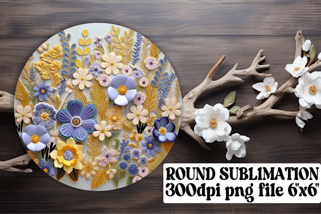 Sublimation Delight with 3D Flowers - Circle, Keychain, Car Coaster Sublimation afrosvg 