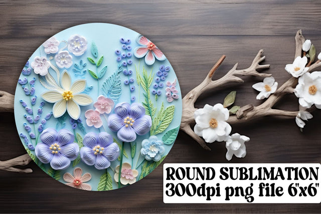 Sublimation Delights with 3D Floral Designs - Round Ornaments, Circle, Keychain, Car Coaster Sublimation afrosvg 