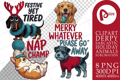 Sublimation Derpy Sarcastic Holiday Dogs Sublimation artnoy 