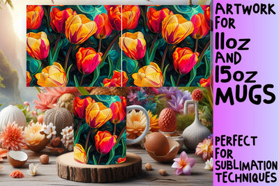 Sublimation Design Flower Mug Wrap Sublimation afrosvg 