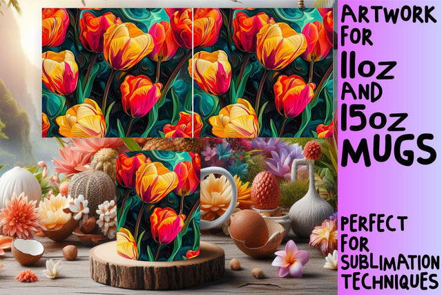 Sublimation Design Flower Mug Wrap Sublimation afrosvg 