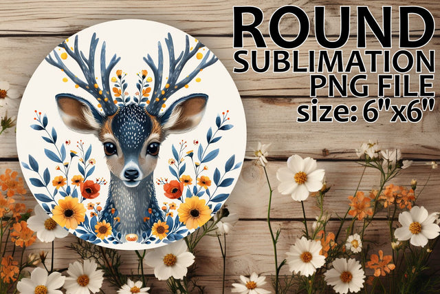 Sublimation Design for Deer & Flower Ornaments Sublimation afrosvg 