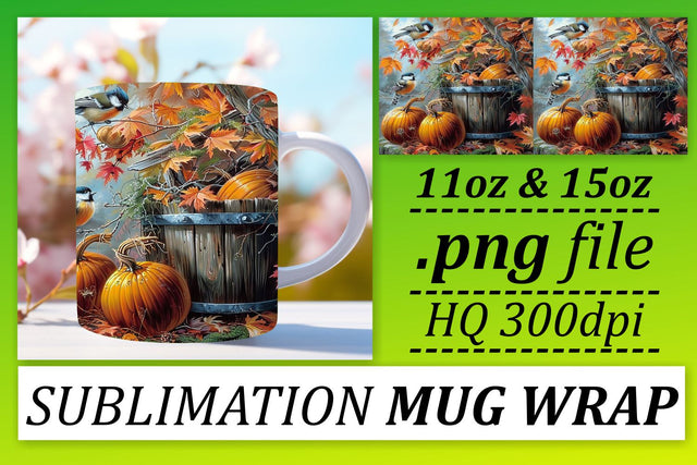 Sublimation Design: Watercolor Autumn Mug Wrap 11oz/15oz Sublimation afrosvg 