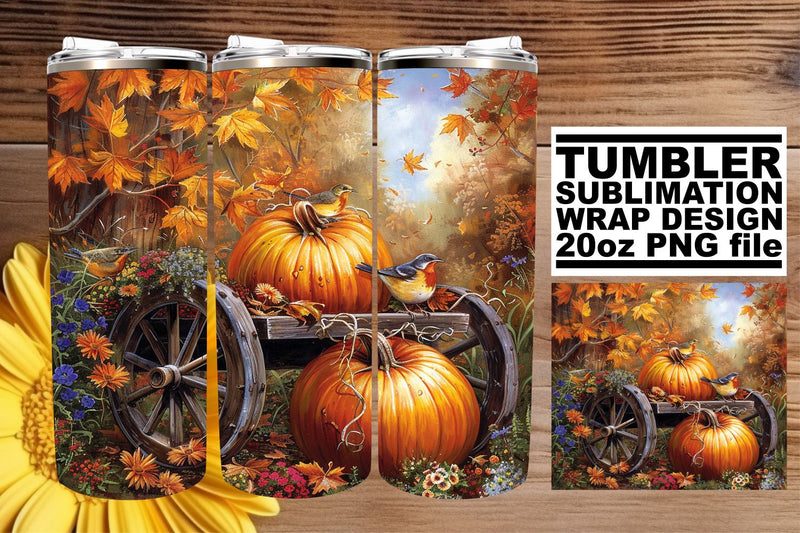 Sublimation Design: Watercolor Autumn Tumbler Wrap 20oz Sublimation afrosvg 