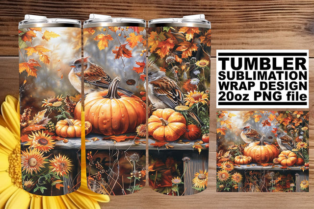 Sublimation Design: Watercolor Fall Landscape Tumbler 20oz Sublimation afrosvg 