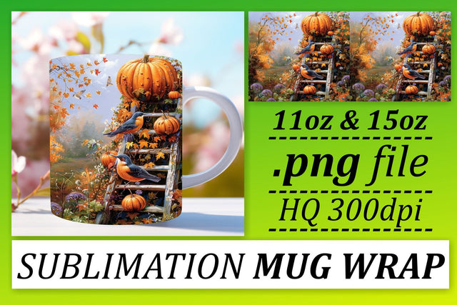 Sublimation Design: Watercolor Fall Mug Wrap 11oz/15oz Sublimation afrosvg 