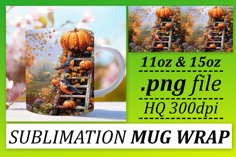 Sublimation Design: Watercolor Fall Mug Wrap 11oz/15oz Sublimation afrosvg 