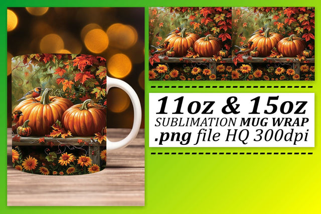 Sublimation Design: Watercolor Fall Mug Wrap 11oz/15oz Sublimation afrosvg 