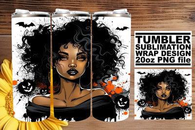 Sublimation Design Watercolor Halloween Afro Woman 20oz Sublimation afrosvg 