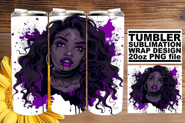 Sublimation Design Watercolor Halloween Afro Woman 20oz Sublimation afrosvg 