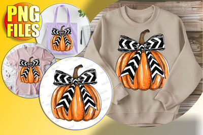 Sublimation Design Watercolor Pumpkin Bow PNG Sublimation afrosvg 