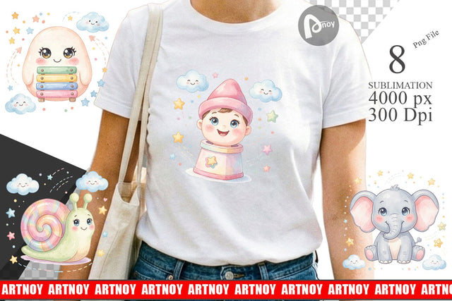 Sublimation Dreamy Floating Toybox Watercolor Sublimation artnoy 