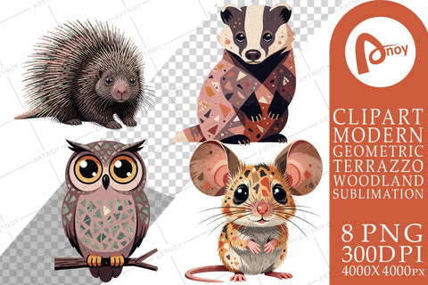 Sublimation Dusty Terrazzo Woodland Animals Sublimation artnoy 