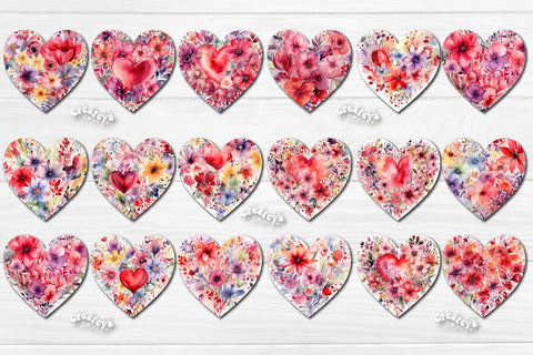 Sublimation earring bundle Heart earrings Valentine earrings sublimation Valentine Flower hearts Watercolor Sublimation Createya Design 