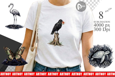 Sublimation Eerie Gothic Island Wildlife Watercolor Sublimation artnoy 